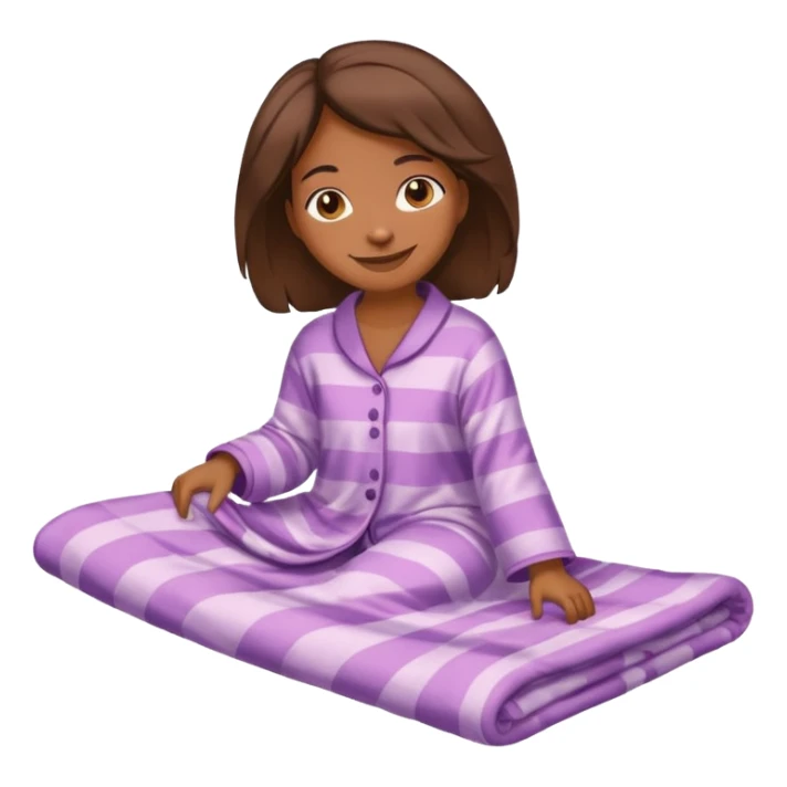 Brown skin girl with pajamas on dragging a blanket  sticker