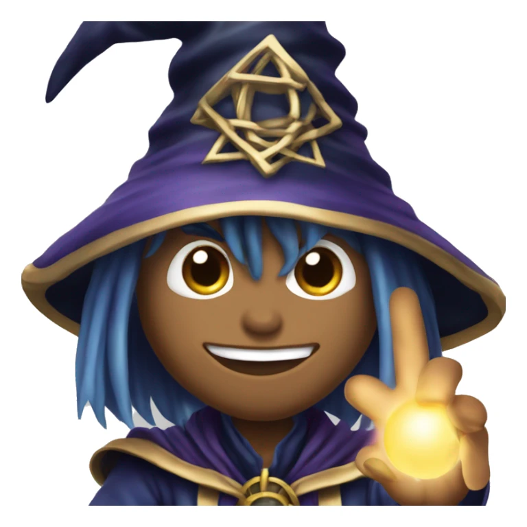 Yu-hi-oh Dark magician casting a spell, iOS emoji style art sticker