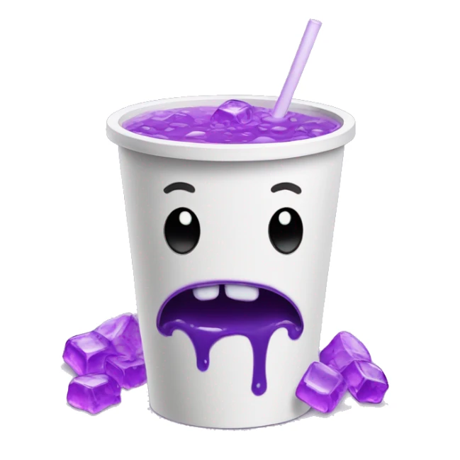 double white styrofoam cup filled with purple ooze and ice cubes sticker