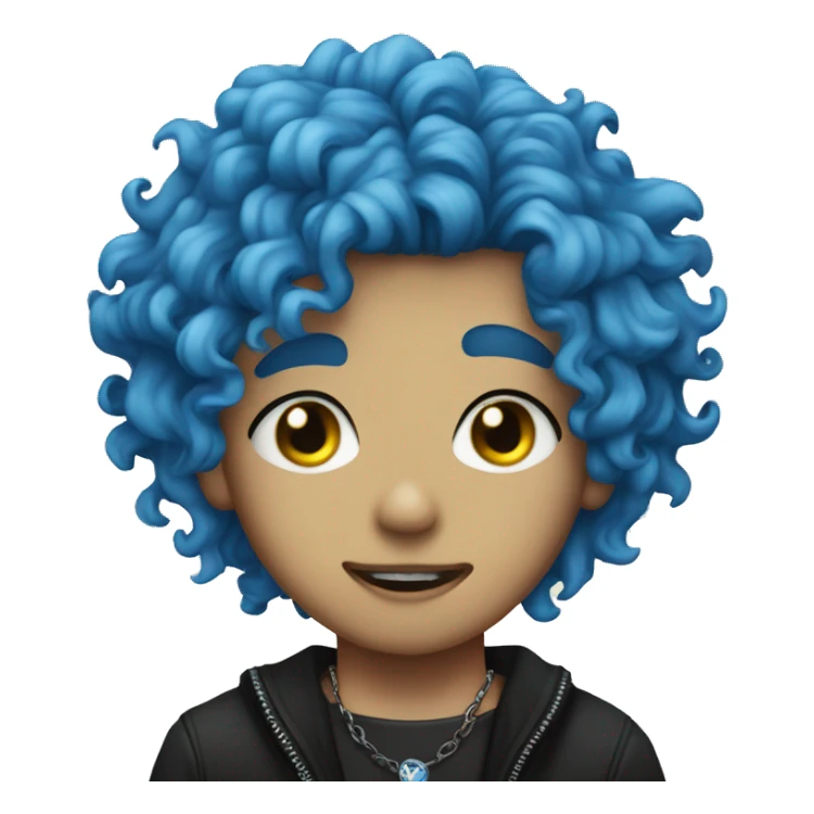 boy with blue curly hair punk style choker sticker