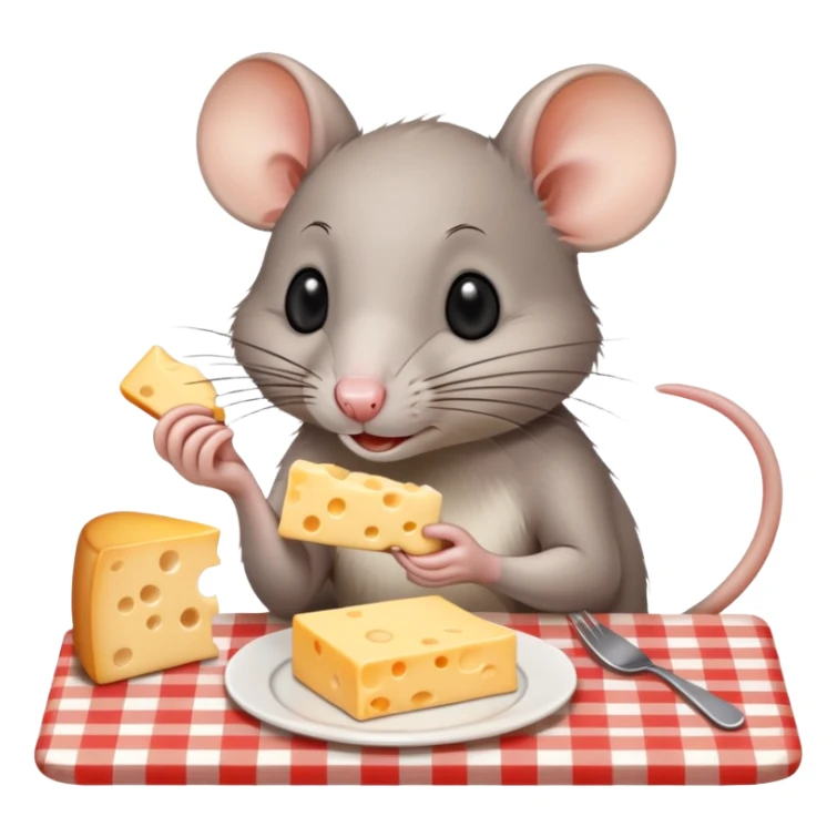 Rat eating cheese at a Paris cafe sticker