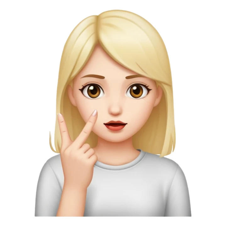 girl with a middle finger up and other hand on face sticker