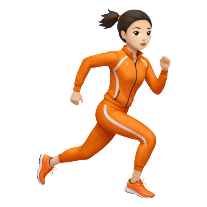 asian woman in orange sport suit running sticker