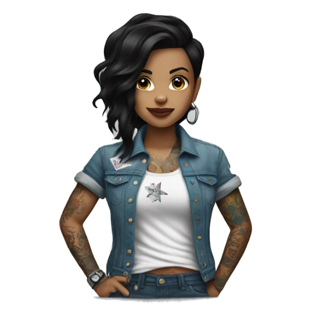 black haired tattoo artist with converse all star sticker