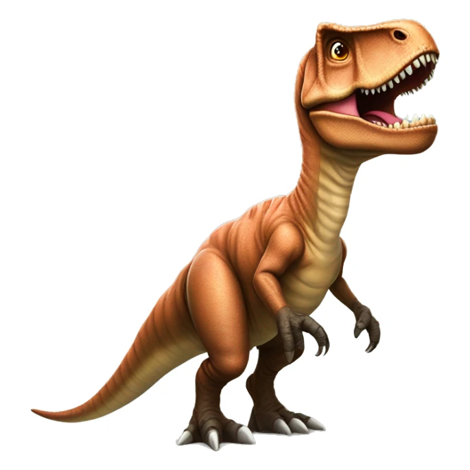Um t-rex usando um tutu encima de uma prancha, estilo IOS sticker