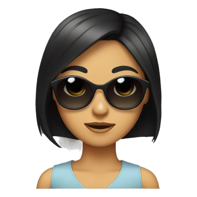 girl with black hair in car wearing sunglasses sticker