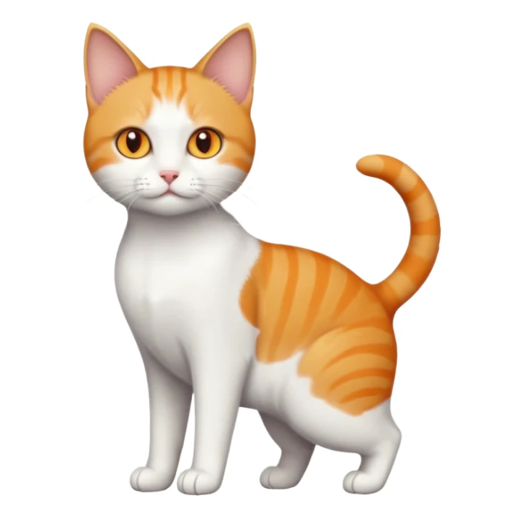 full body small short hair ginger and white cat with orange eyes  sticker