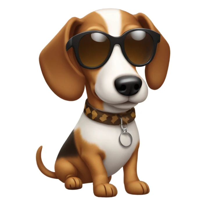 Weenie dog with white and brown fur wearing sunglasses sticker