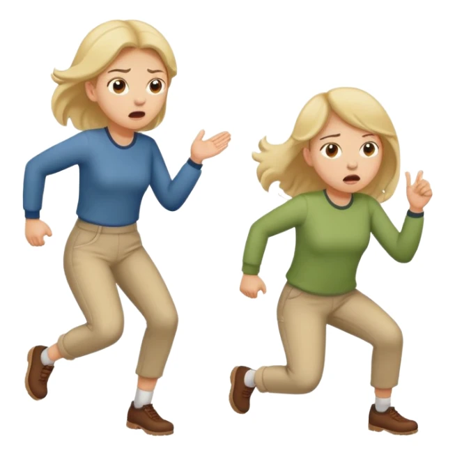 girl farting while chasing a boy, exaggerated expressions, ios emoji style sticker