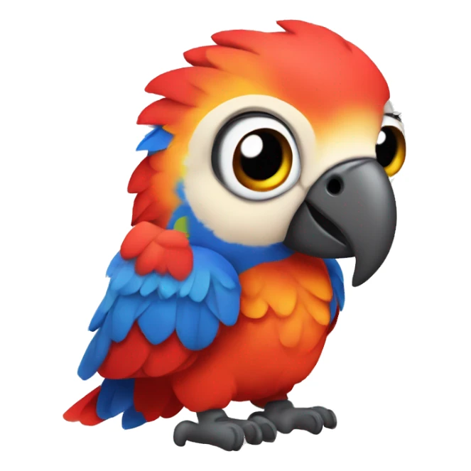baby scarlet macaw full body big eyes, head-on sticker