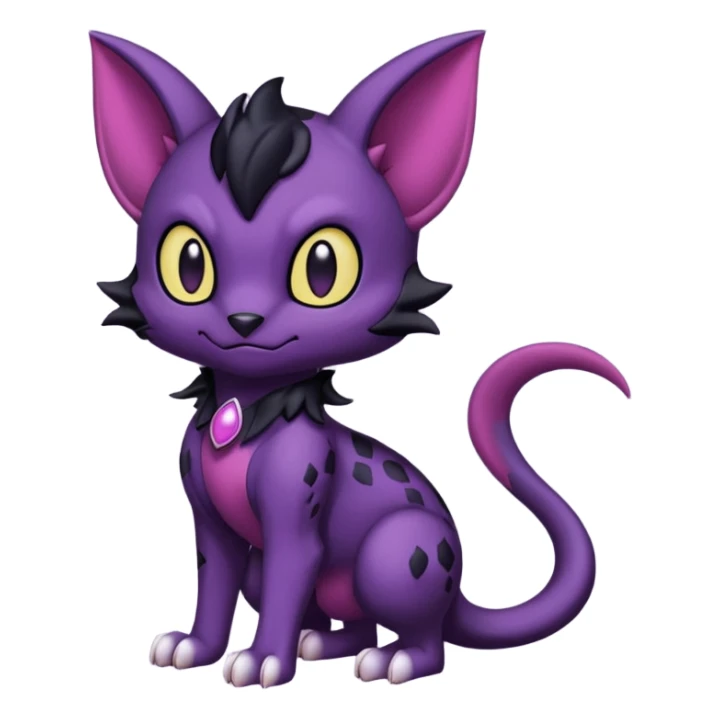 Black batty vampiric scary spooky dark dusky gloomy cute handsome beautiful pretty Liepard-Noibat-Delcatty-Pokémon-fusion sticker