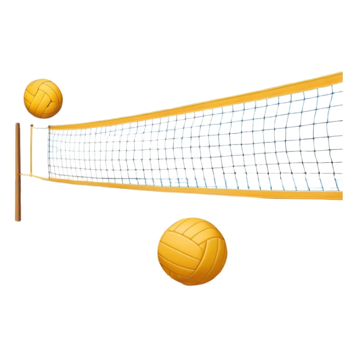 A close-up volleyball net with a ball hovering above it, set against the backdrop of a sandy volleyball court. The scene highlights the tension of an impending play, with the court lines clearly visible and a bright, sunny atmosphere surrounding the action. sticker