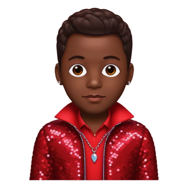Bobby Brown from New Edition with dark brown hair, red sequin outfit sticker