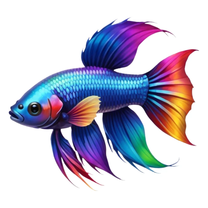 Pretty iridescent long fin betta fish realistic rainbow colors sticker
