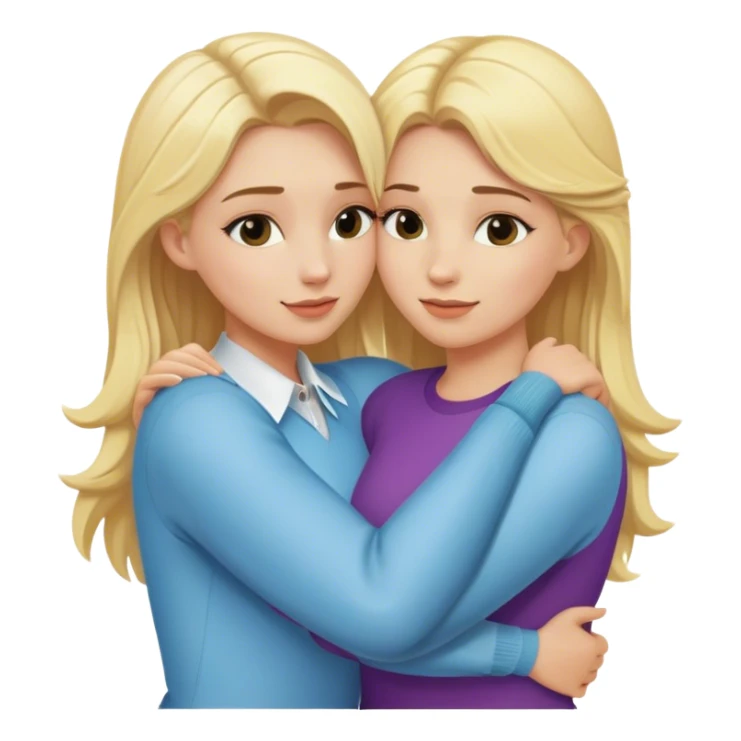 Two blue-eyed blondes in different clothes hug each other sticker