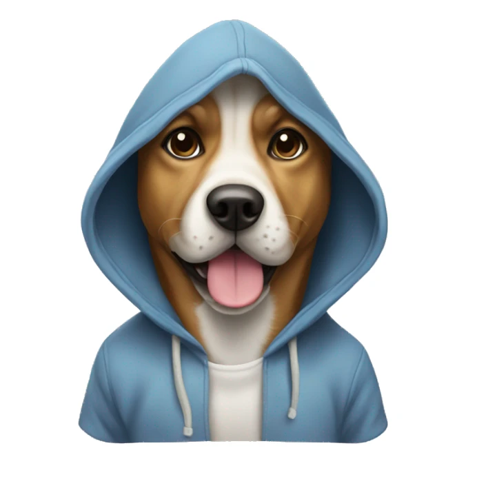 Dog wearing hoodie with hat on sticker