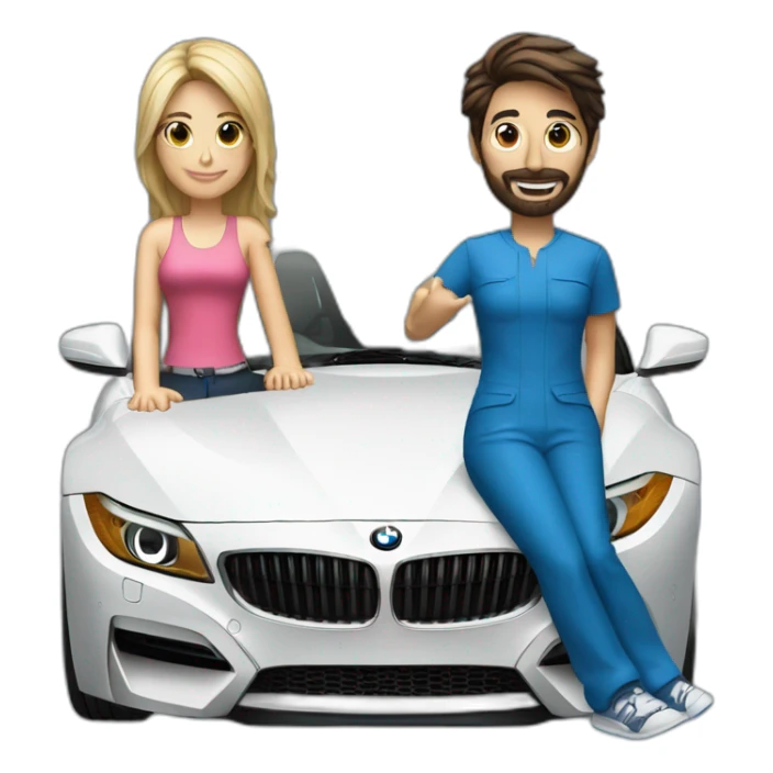 BMW z4 azul con dos personas dentro sticker