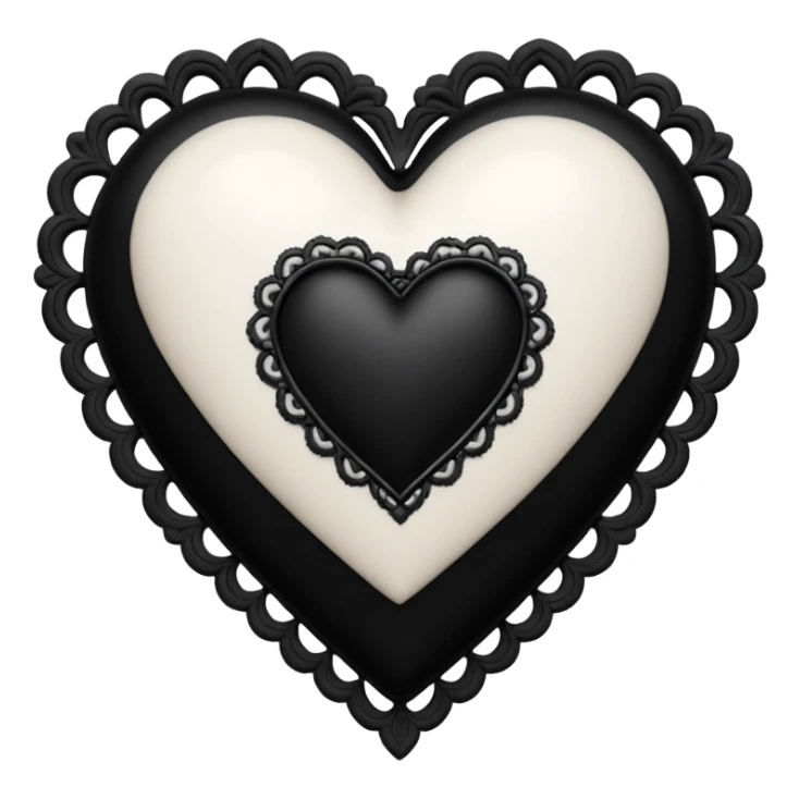 white goth heart with black gothic lace, ornate sticker