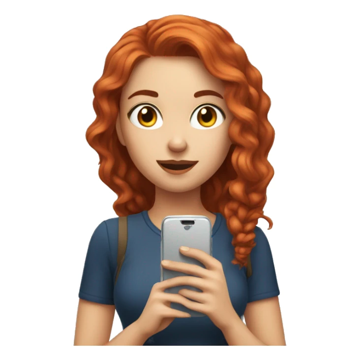 rehead girl making selfie with phone  sticker