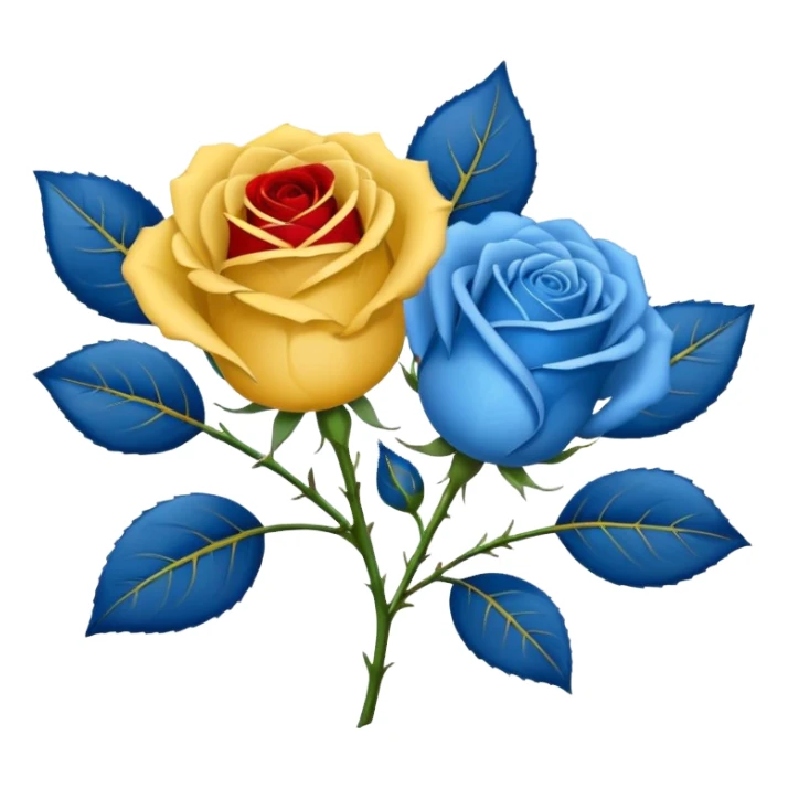 One Yellow 🌹 and one blue flower 🌹 on with red band  sticker