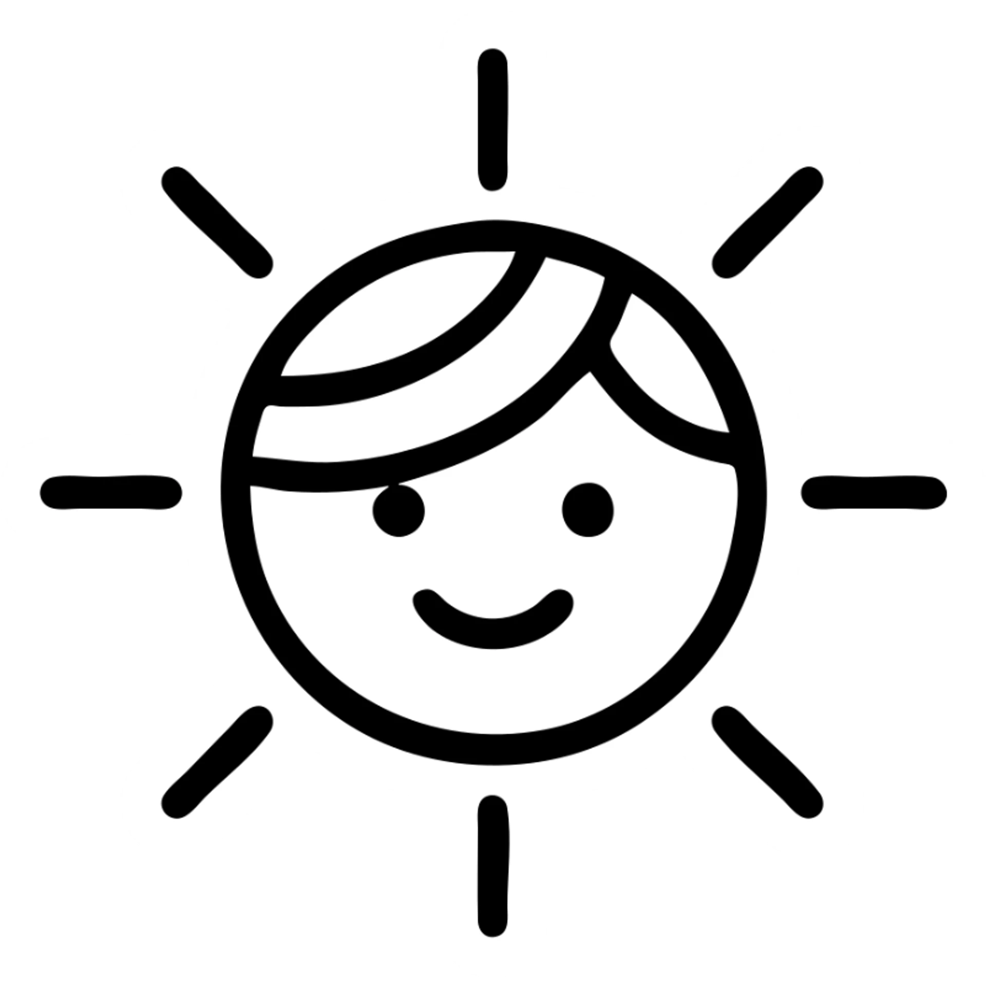 minimalist icon of a sun with blonde hair sticker
