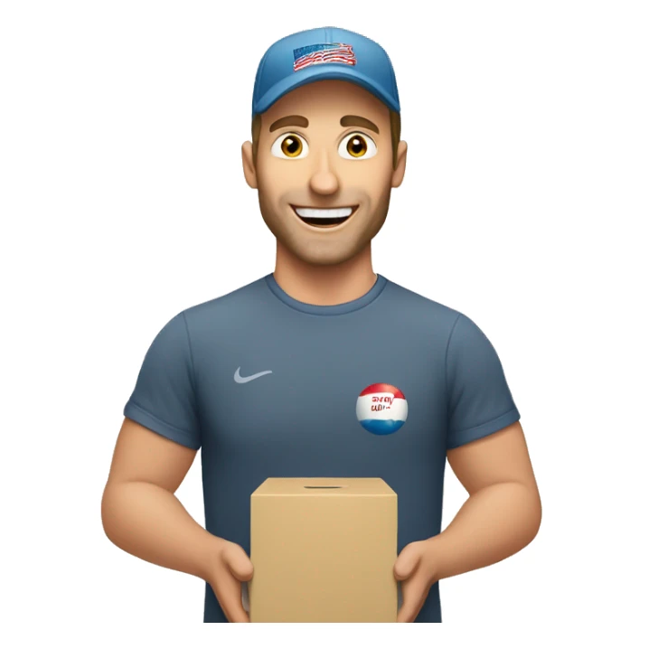 Caucasian man celebrating cornhole championship sticker