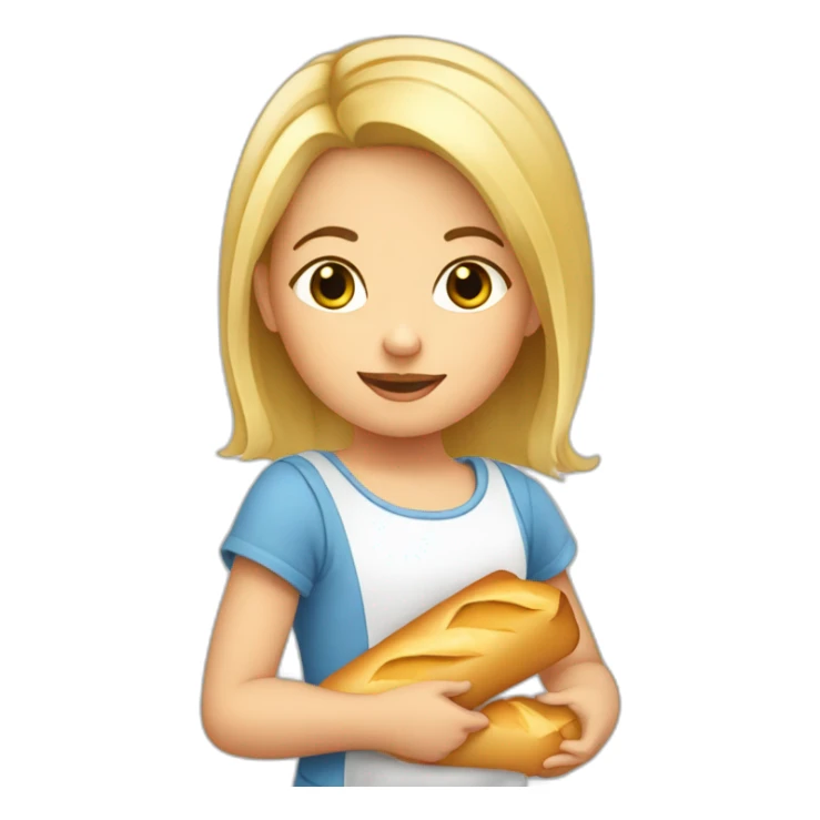 Bébé fille blonde avec baguette de pain  sticker