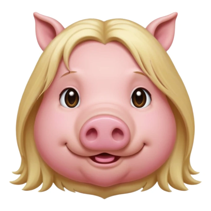 pig with long blonde hair sticker