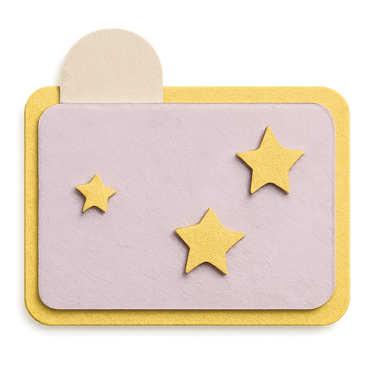 soft pastel cute tab divider with tiny stars with a yellow border sticker