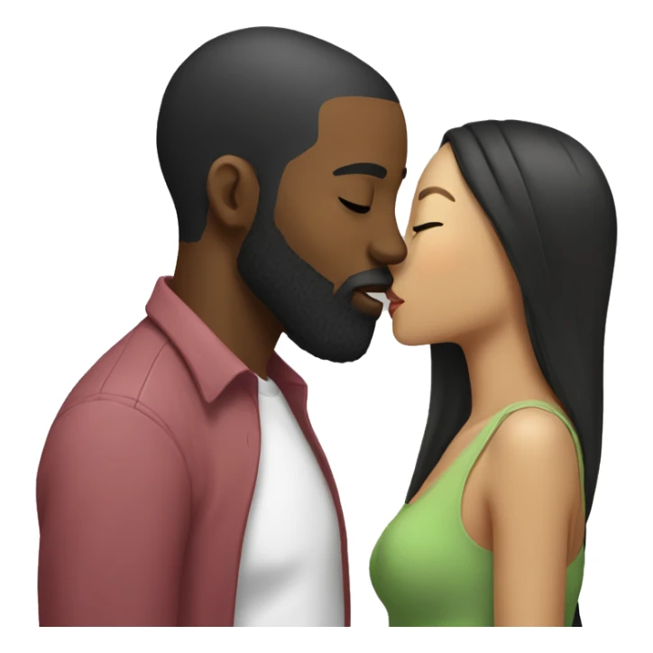 black man-with-beard-kisses-asian-woman sticker