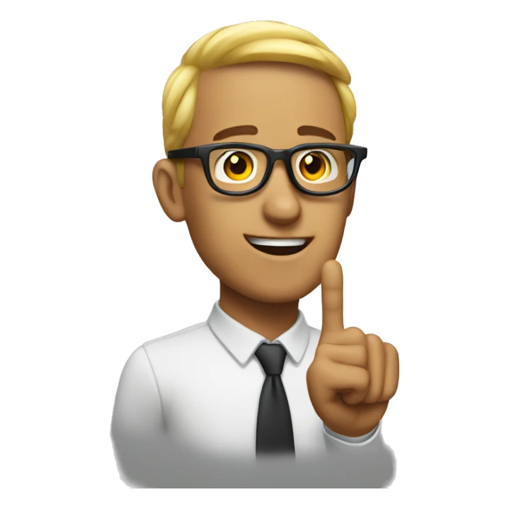 create nerd emoji who has glasses and his finger up sticker