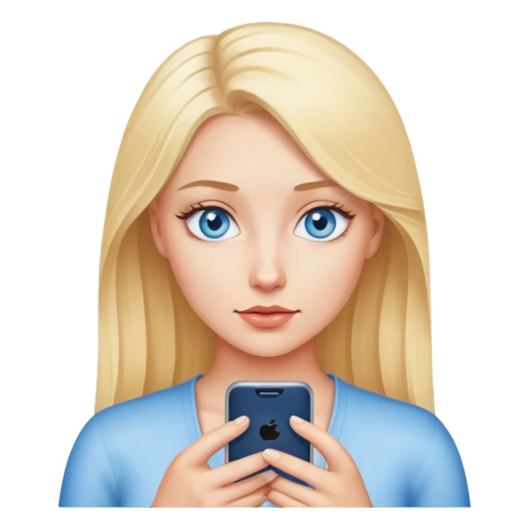 A blonde with blue eyes and looks at her phone sticker