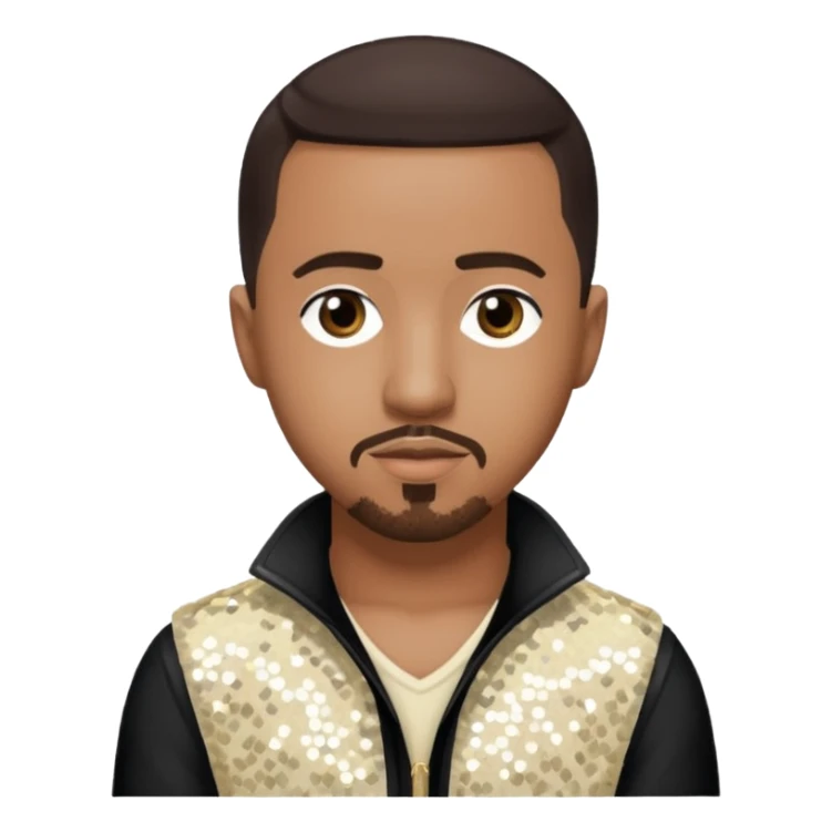 Marques Houston with dark brown hair, ivory sequin outfit sticker