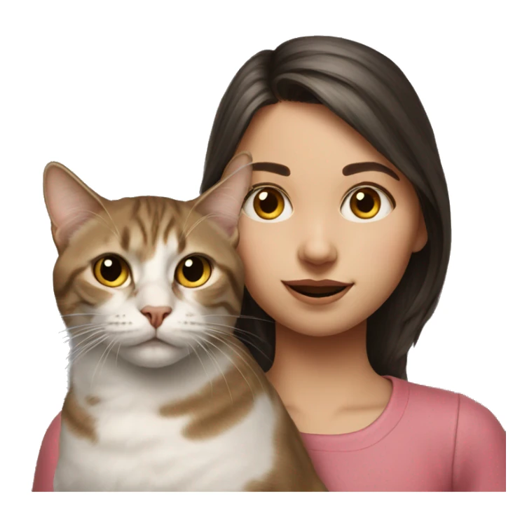 realistic portrait of girl and cat  sticker