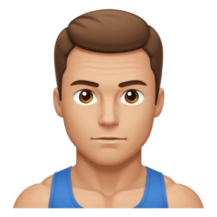 muscular white man with short brown cowlick hair sticker