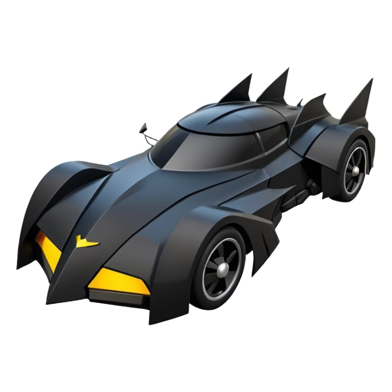 the animated series aerodynamic dark futuristic concept Batmobile loosely based on 1966 Cadillac roadster(flat long straight faceted mechanical body) winged stealthy street hot rod  sticker