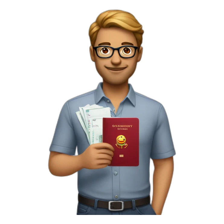 cool tech CEO holding red Turkish passport wearing glasses. Shirt says ONLOOP sticker