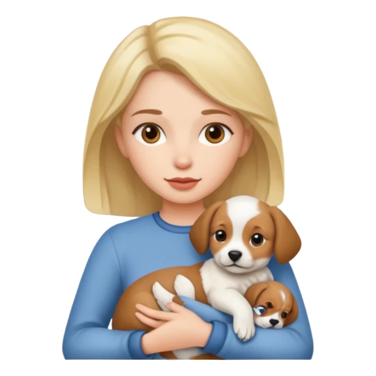 A woman with a puppy in her hands sticker