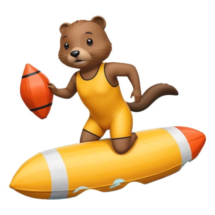 A focused beaver swimmer wearing a racing suit, diving past a floating buoy.


 sticker
