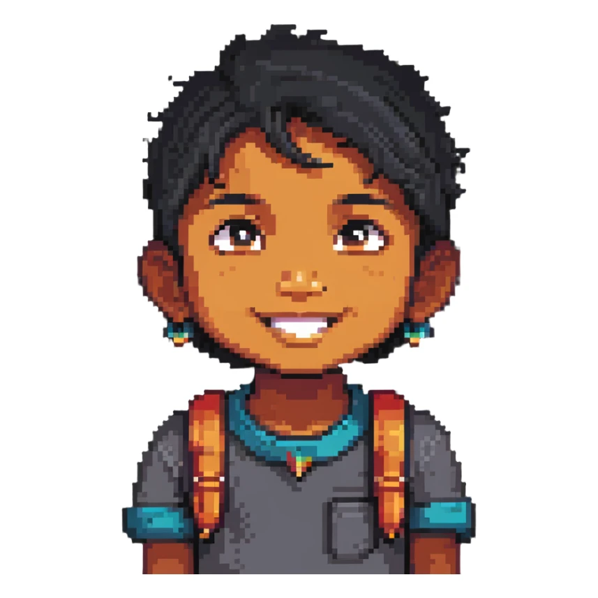 happy Indian kid listening to a story sticker