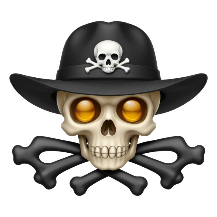 A skull and crossbones wearing a hat like vampire hunter D. sticker