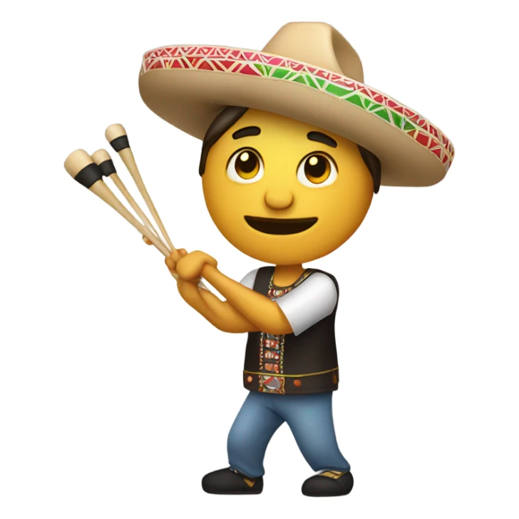 Draw a Mexican drummer lifting right hand with drum sticks sticker