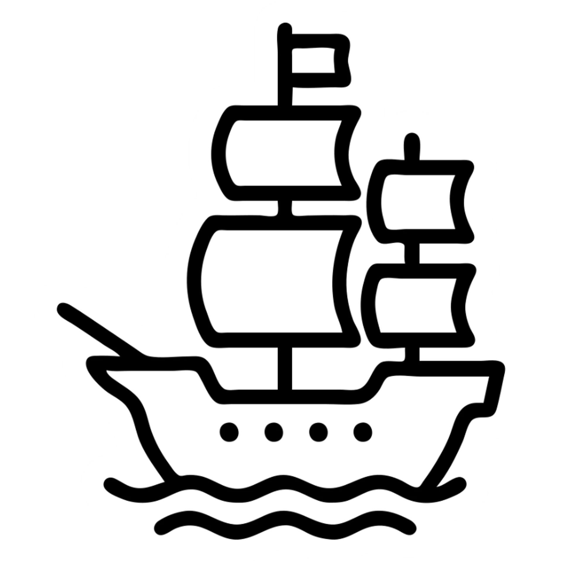 outlined pirate ship icon sticker