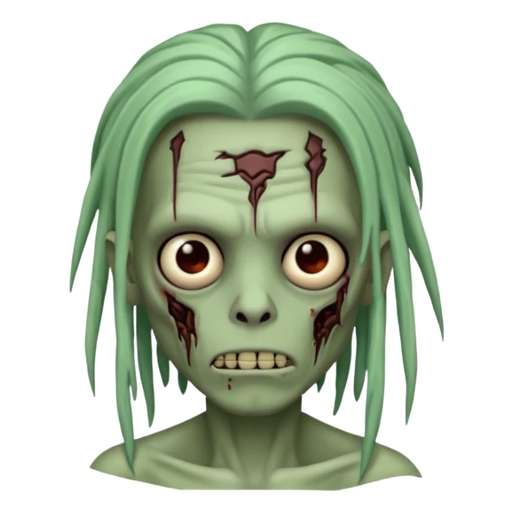 make a zombie boy emoji (headshot only) that has long black locs  and some facial scars sticker