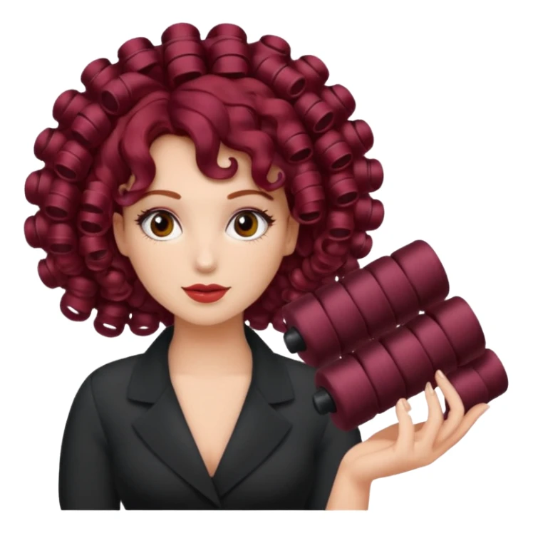 hair with burgundy hair rollers sticker