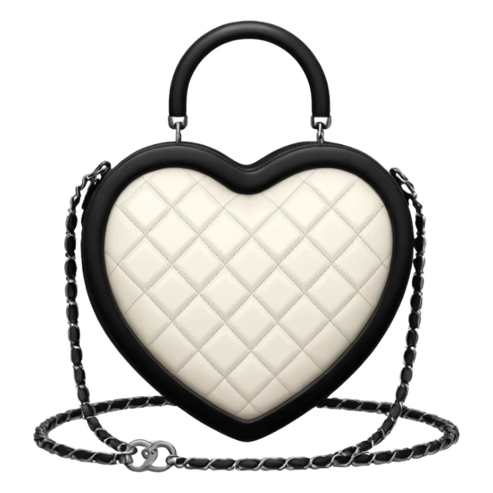 chanel white and black heart shape bag sticker