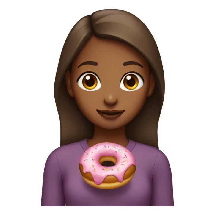 A brown girl holding a donut sticker