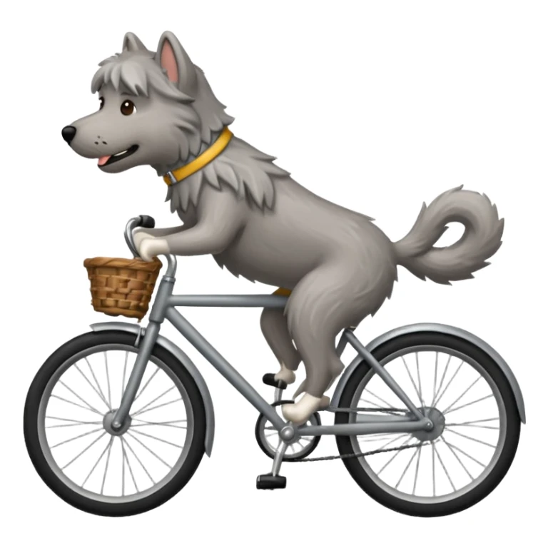 Gray shaggy dog on a bike sticker