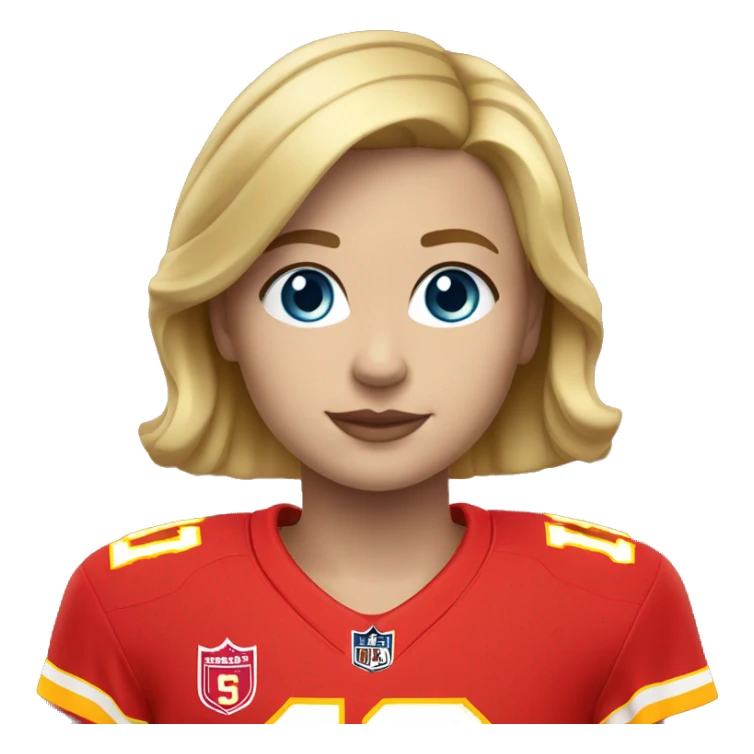 Blonde girl short hair blue eyes in chiefs jersey 15 sticker