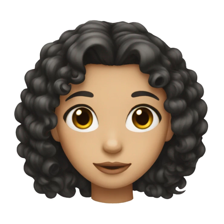 girl with curl long black hair sticker